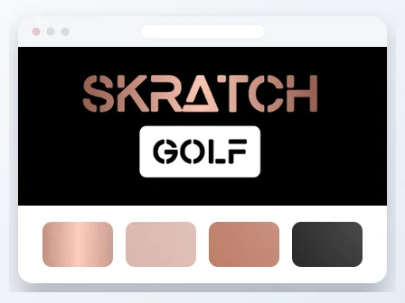 The Skratch Golf logo with four colours from its palette.