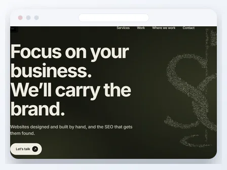 A website headline in a browser window: Focus on your business.